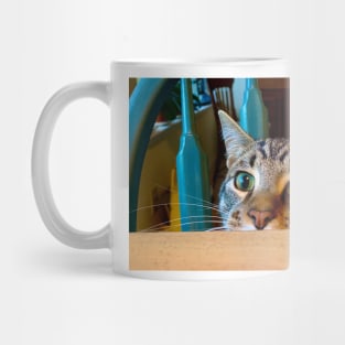 Cat Peeking Over Kitchen Table Mug